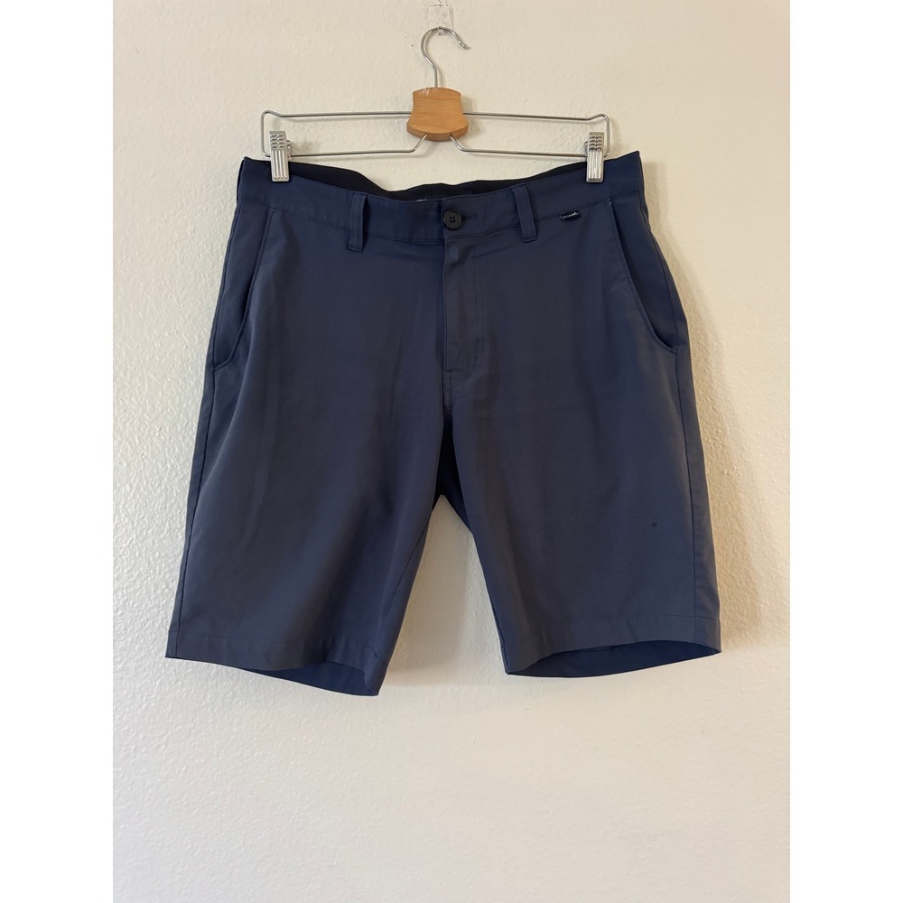 TravisMathew Golf Shorts Mens 32 Blue Stretch Performance Hybrid Flat Front Good